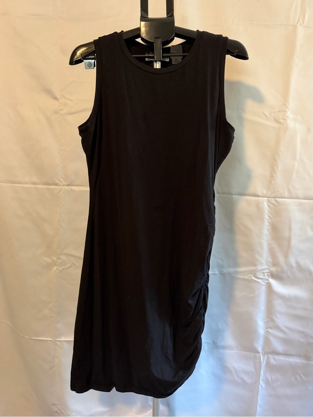 Michael Kors Black Sleeveless Midi Dress with Side Drape